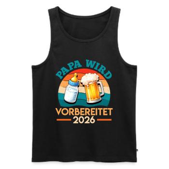 Father-to-be DAD IS PREPARED 2026 - Men's Premium Organic Tank Top - black - Front - AI Model Male 178 light (178cm)