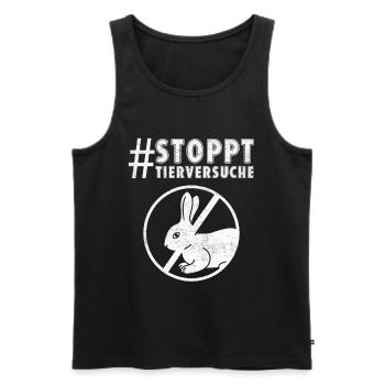 Tierschutz STOPPT TIERVERSUCHE LUSTIG - Männer Premium Bio Tank Top - Schwarz - Vorne - AI Model Male 178 light (178cm)
