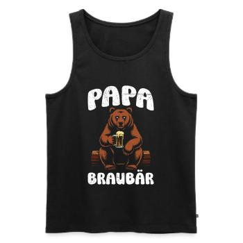 Le futur papa PAPA BRAUBÄR Drôle - Débardeur bio Premium Homme - noir - Devant - Michal (187cm)