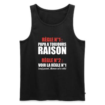 Humour Papa Maman Règles Cadeau - Débardeur bio Premium Homme - noir - Devant - Michal (187cm)