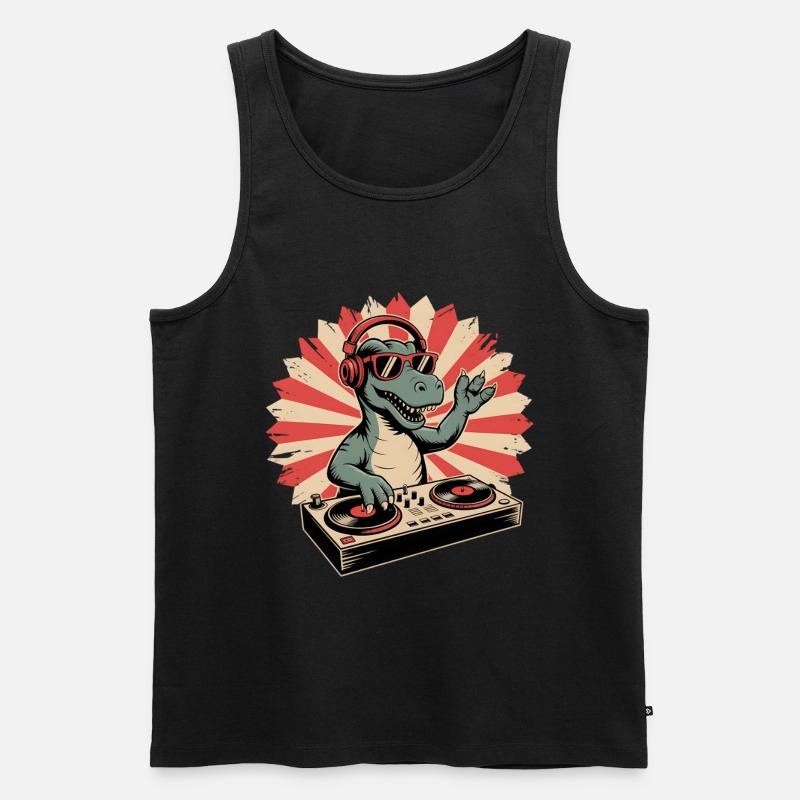 Alligator DJ im Retro-Rhythm - Männer Premium Bio Tank Top - Schwarz