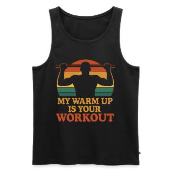 Calisthenics Gym Workout Mein Warm Up gehört dir - Männer Premium Bio Tank Top - Schwarz - Vorne - Michal (187cm)