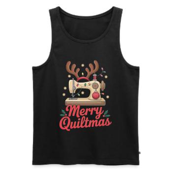 Fröhliche Quiltmas Festliche Nähen Santa Weihnachtszeit - Männer Premium Bio Tank Top - Schwarz - Vorne - Michal (187cm)