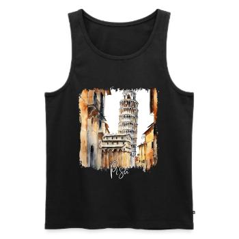 Aquarelle de Pise, Pise Italie - Débardeur bio Premium Homme - noir - Devant - AI Model Male 178 light (178cm)