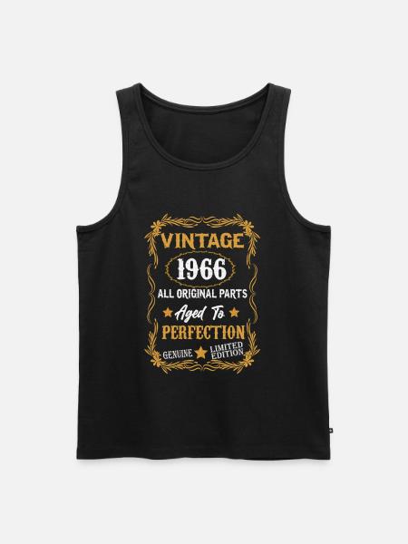 Vintage 1966 Vintage Born Retro Birthday - Men's Premium Organic Tank Top - black