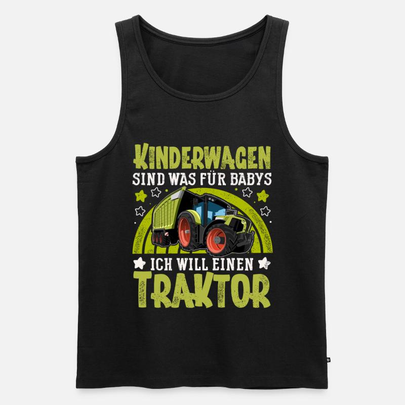 Traktor Kinder Lustiger Spruch - Männer Premium Bio Tank Top - Schwarz