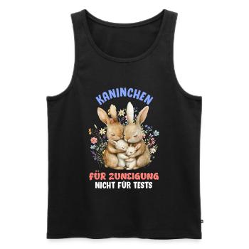 Tierschutz KANINCHEN FÜR SUNEIGUNG NICHT FÜR TESTS - Männer Premium Bio Tank Top - Schwarz - Vorne - AI Model Male 178 light (178cm)