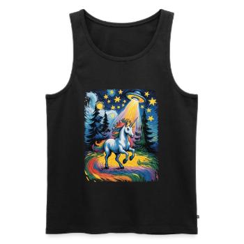 Leuchtendes Einhorn im Sternenrausch - Männer Premium Bio Tank Top - Schwarz - Vorne - Michal (187cm)