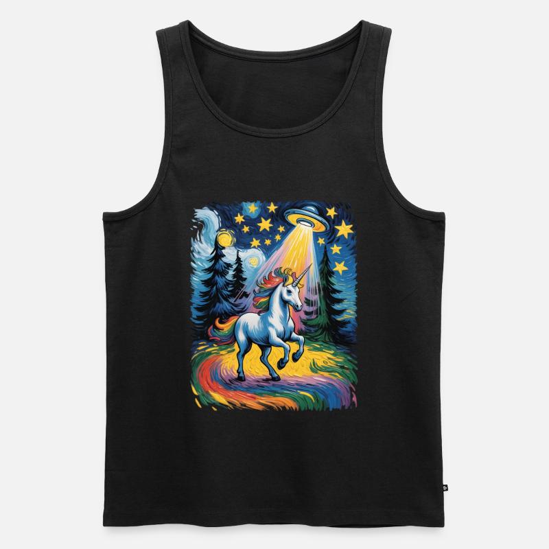 Leuchtendes Einhorn im Sternenrausch - Männer Premium Bio Tank Top - Schwarz
