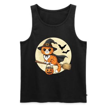 Cute Cat Witch Halloween - Men's Premium Organic Tank Top - black - Front - AI Model Male 178 light (178cm)
