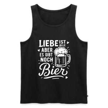 Liebe ist alle - Es gibt noch Bier - Männer Premium Bio Tank Top - Schwarz - Vorne - AI Model Male 178 light (178cm)