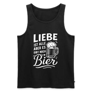 Liebe ist alle - Es gibt noch Bier - Männer Premium Bio Tank Top - Schwarz - Vorne - AI Model Male 178 light (178cm)