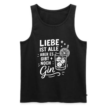 Liebe ist alle, aber es gibt noch Gin - Männer Premium Bio Tank Top - Schwarz - Vorne - AI Model Male 178 light (178cm)
