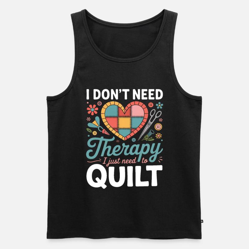 Patchwork Herz Therapie Quilt - Männer Premium Bio Tank Top - Schwarz