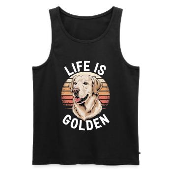 Life Is Golden Golden Retriever - Men's Premium Organic Tank Top - black - Front - AI Model Male 178 light (178cm)