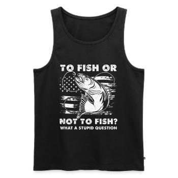 Pêcher ou ne pas pêcher : motif poisson - Débardeur bio Premium Homme - noir - Devant - AI Model Male 178 light (178cm)