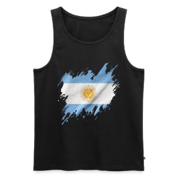 Drapeau de l’Argentine, style déchiré - Débardeur bio Premium Homme - noir - Devant - Michal (187cm)