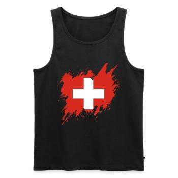 Flagge der Schweiz, Rissstil - Männer Premium Bio Tank Top - Schwarz - Vorne - Michal (187cm)