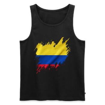 Drapeau de la Colombie, style déchiré - Débardeur bio Premium Homme - noir - Devant - Michal (187cm)