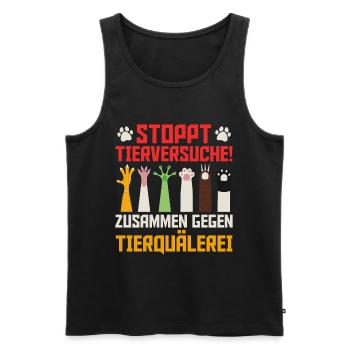 Animal welfare STOP ANIMAL TESTING FUNNY - Men's Premium Organic Tank Top - black - Front - AI Model Male 178 light (178cm)