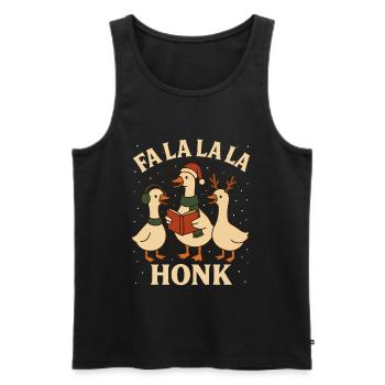 Christmas Goose Fa La La La Honk Funny Design - Men's Premium Organic Tank Top - black - Front - AI Model Male 178 light (178cm)