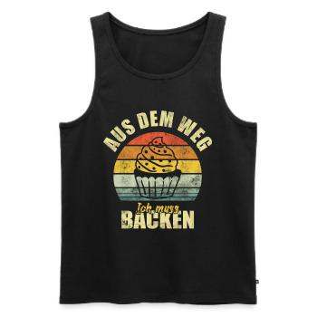 Out of the Way I Need to Bake Baker Vintage - Men's Premium Organic Tank Top - black - Front - Michal (187cm)
