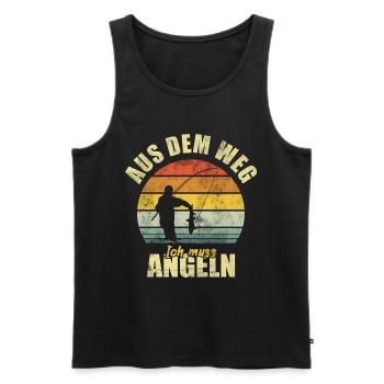 À l’écart, je dois pêcher Angler Vintage - Débardeur bio Premium Homme - noir - Devant - Michal (187cm)