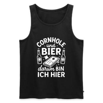 Cornhole und Bier - Darum bin ich hier - Männer Premium Bio Tank Top - Schwarz - Vorne - AI Model Male 178 light (178cm)