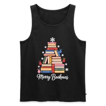 Sapin de Noël fait de livres Parfait pour les rats de bibliothèque - Débardeur bio Premium Homme - noir - Devant - Michal (187cm)