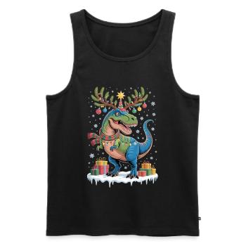 Tree Rex – Lustiges Dinosaurier Weihnachts T-Shirt - Männer Premium Bio Tank Top - Schwarz - Vorne - AI Model Male 178 light (178cm)