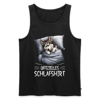 Official Alaskan Husky Dog Sleep Shirt - Men's Premium Organic Tank Top - black - Front - AI Model Male 178 light (178cm)