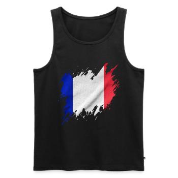 Drapeau français, style déchiré - Débardeur bio Premium Homme - noir - Devant - Michal (187cm)