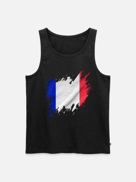 Drapeau français, style déchiré - Débardeur bio Premium Homme - noir