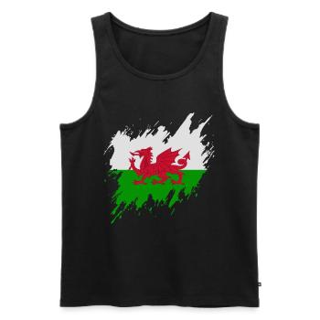 Flag of Wales, torn style - Men's Premium Organic Tank Top - black - Front - Michal (187cm)