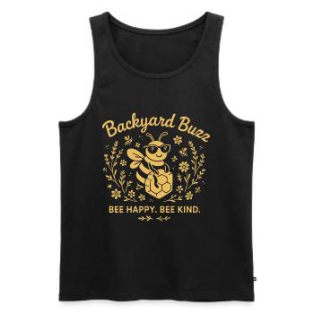 Backyard Buzz Bee Happy Bee Kind - Männer Premium Bio Tank Top - Schwarz - Vorne - AI Model Male 178 light (178cm)