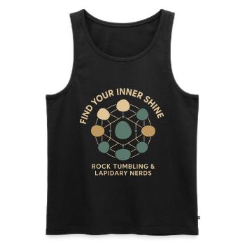 Find Your Inner Glow: Rock Tumbling & - Men's Premium Organic Tank Top - black - Front - AI Model Male 178 light (178cm)