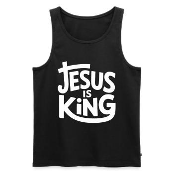 Jesus Is King Christlich Kreuz Glaube - Männer Premium Bio Tank Top - Schwarz - Vorne - Michal (187cm)