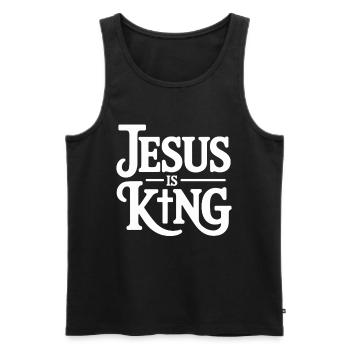 Jesus Is King Christlich Kreuz Glaube - Männer Premium Bio Tank Top - Schwarz - Vorne - Michal (187cm)