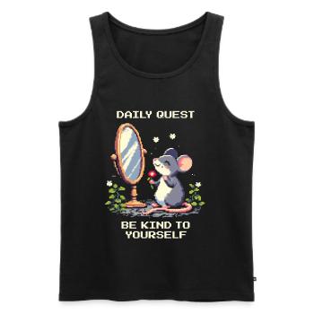 Tagesquest: Sei gut zu dir | Selbstliebe, Mindset - Männer Premium Bio Tank Top - Schwarz - Vorne - Michal (187cm)