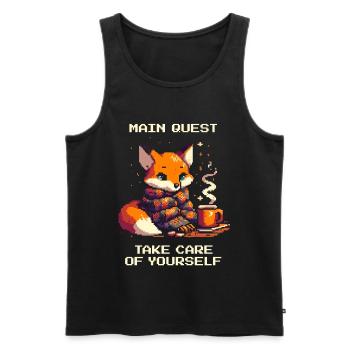 Hauptquest: Kümmer dich um dich | Selbstfürsorge - Männer Premium Bio Tank Top - Schwarz - Vorne - Michal (187cm)