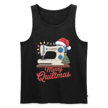 Fröhliche Quiltmas Festliche Nähen Santa Weihnachtszeit - Männer Premium Bio Tank Top - Schwarz - Vorne - Michal (187cm)