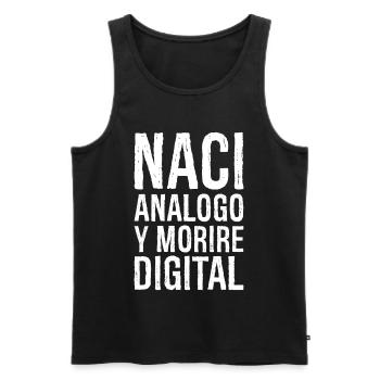 Naci analogo y morire digital funny vintage - Men's Premium Organic Tank Top - black - Front - AI Model Male 178 light (178cm)