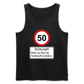 50 Achtung nur Bier als Treibstoff einfüllen - Männer Premium Bio Tank Top - Schwarz - Vorne - AI Model Male 178 light (178cm)