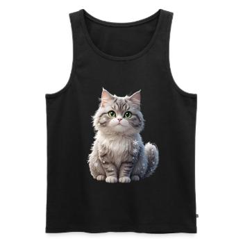 Winterfluff Katze mit Schneeflocken - Männer Premium Bio Tank Top - Schwarz - Vorne - AI Model Male 178 light (178cm)