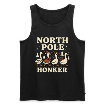 Oie Noël Drôle Père Noël Pôle Nord Honker - Débardeur bio Premium Homme - noir - Devant - AI Model Male 178 light (178cm)