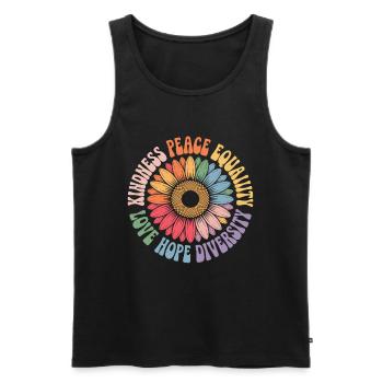 Tournesol Paix Amour Espoir Diversité - Débardeur bio Premium Homme - noir - Devant - Michal (187cm)