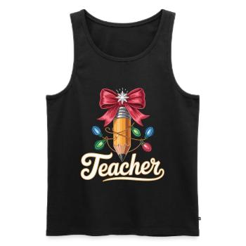 Christmas Gift Idea for Teachers and Educators - Men's Premium Organic Tank Top - black - Front - AI Model Male 178 light (178cm)
