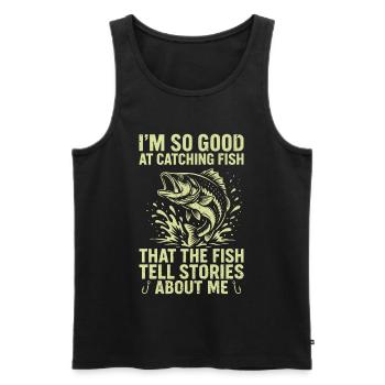Angeln Angler Fischer Fisch Lustiges Angler Spruch - Männer Premium Bio Tank Top - Schwarz - Vorne - Michal (187cm)