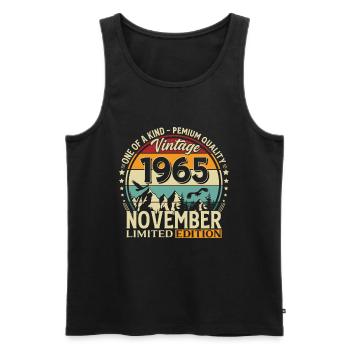 60ème Anniversaire Vintage Novembre Millésime 1965 - Débardeur bio Premium Homme - noir - Devant - Michal (187cm)