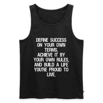 define success on your own terms achieve it by - Men's Premium Organic Tank Top - black - Front - AI Model Male 178 light (178cm)
